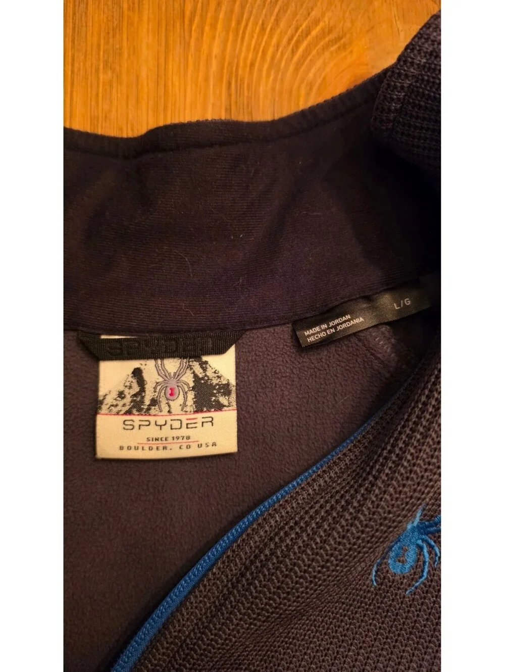 Spyder 1/4 Zip Pullover Mens Large Gray Blue Fleece Thermal Sweater